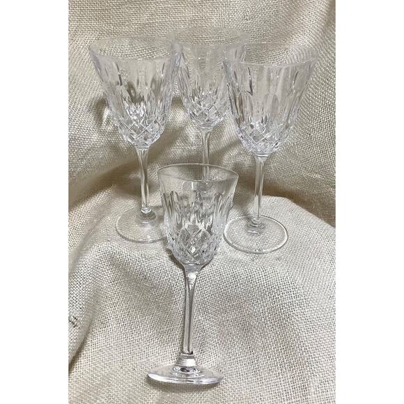 4 Christopher Stuart CAMEO thumbprint diamond cut texture 7 inch wine glasses - Picture 2 of 5